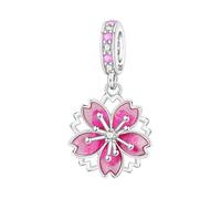 Teleye Twirling Cherry Blossom Charm, Charm de pulsera con cuentas, apto para pulseras de 3 mm a 4,5 mm