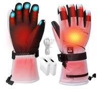 Telguua Guantes Calefactables para Hombre Mujer con Batería de 5500mAh 7.4V Recargables Eléctricamente,3 Temperaturas Ajustables Pantalla Táctil Gruesos Impermeables a Prueba de Viento para Exteriores