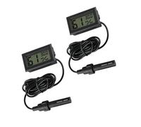 Telidif Accesorios para tanques de reptiles, paquete de 2 termómetros e higrómetro, sonda de pantalla LCD para incubadora de reptiles, terrarios, tanques de mascotas, control de temperatura y humedad