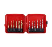 Telituny 12 piezas M3-M10 vástago hexagonal chapado en titanio HSS rosca de tornillo brocas métricas y en pulgadas