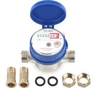 Telituny 15mm Contador de Agua, 1/2 pulgadas Medidor de Agua Fría, Contador Agua para Grifo con Cubierta Protectora de Accesorios para el Hogar, Jardín, Uso Doméstico