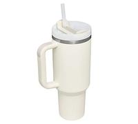 Telituny 40oz Taza Termo Cafe para Llevar, Tumbler con Tapa Y Popote, Taza Aislante al Vacío, Tazas Coche Prueba de Salpicaduras, para Oficina Viajar Acampar y Aventuras Al Aire Libre(Blancos Crema)