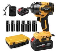 Telituny Llave de Impacto Inalámbrica 650 N.m, 21V Atornillador de Impacto Eléctrica con 2 Baterías Litio, 1/2" Pistola Impacto Bateria Sin Escobillas, Iluminación LED, para Cambios Neumáticos/Coche