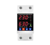 Telituny Pantalla Dual 80A DIN Rail Ajustable Digital Sobretensión Relé Protector contra Sobretensiones Límite Protección contra Sobrecorriente (63A)