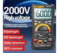 Telituny V9 Multímetro digital 6000 recuentos 2000 V Prueba de voltaje Capacimetro Voltímetro AC/DC Amperímetro Herramientas de prueba eléctrica (Negro)