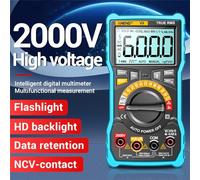 Telituny V9 Multímetro digital 6000 recuentos 2000 V Prueba de voltaje Capacimetro Voltímetro AC/DC Amperímetro Herramientas de prueba eléctrica (Azul)