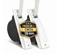 TELKES Recogedor Persiana Empotrado Blanco con Cinta 18 mm x 5 m Carrete Cuerda Enrrollable Mecanismo de Muelle Interior Sistema Polea Rollo Tirador Recambio de Cajetin (Pack X2 Blanco, Cinta 18 mm)