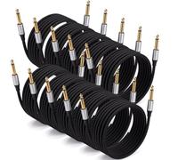 Tellegloww 10 cables de guitarra de instrumento de 6,35 mm, color plateado, conector mono de 6,35 mm, cables de conexión de guitarra desequilibrados de 1/4 pulgadas, cable TS macho a macho con