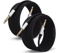 Tellegloww 2 cables de guitarra de instrumento de 6,35 mm, color plateado, conector mono de 6,35 mm, cables de conexión de guitarra desequilibrados de 1/4 pulgadas, cable TS macho a macho con trenzado