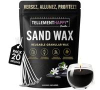 TellementHappy | Cera para Velas en Arena 1kg + 20 Mechas | Perfume Almizcle | Sand Wax Ecológica y Reutilizable | Fabricación de Velas Fácil | Cera en Gránulos Vegetal | Ideal DIY Velas Artesanales