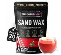TellementHappy | Cera para Velas en Arena 1kg + 20 Mechas | Perfume Rosa | Sand Wax Ecológica y Reutilizable | Fabricación de Velas Fácil | Cera en Gránulos Vegetal | Ideal DIY Velas Artesanales