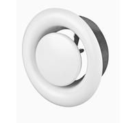 Tellerventil Anemostat Metall Stahl weiß 100 mm 100mm Anschlussdurchmesser für Lüftung Bad und Küche Zuluft Abluft Ventil AMW