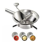 Louis Tellier - Pasapurés Manual de Acero Inoxidable - Molino de Verduras con 3 Rejillas Intercambiables - Para Purés, Sopas y Compotas - Uso Profesional y Doméstico - 24 cm