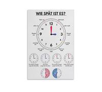 Telling Time Learning Poster Classroom Wall Decor Canvas Print for Elementary Teachers(Framed,08x12inch(20x30cm))