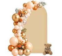 Telo de fondo en forma de arco - Telón de fondo doble cara para bodas con parte superior redonda, ideal para fotografía de boda, cumpleaños, ceremonia, fiesta y decoración de banquete (Caqui, 1,2x2,2m