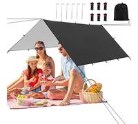 Teloda Camping - Gran cubierta impermeable 366 x 292 cm, resistente al viento y portátil, teloper tienda de tela de poliéster 420D resistente a los rayos UV | Refugio resistente para camping, mochila
