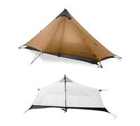 Telomat 3F Lanshan1 - Tienda de campaña ultraligera portátil de 3/4 estaciones para 1 persona, recubierta de silicona 15D, impermeable, sin poste, de doble capa, para camping, escalada, senderismo