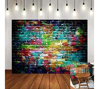 Telón de Fondo Colorido para fotografía de Pared de ladrillo, 5 x 3 pies, Fondos de Graffiti de Vinilo para niños, Retrato de niños, Accesorios de Estudio, Cabina de cumpleaños, Suministros de