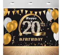 Telón de fondo de 2.4 x 1.8 m, globos negros y dorados con purpurina, fondo de fotografía para niños y niñas, suministros de decoración para cabina de fotos