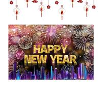 Telón de fondo de año nuevo, decoración navideña 2D de 3 x 5 pies, fondo festivo decorativo, para fotógrafos de , eventos escolares, reuniones familiares, ventanas, oficina, hogar, sala