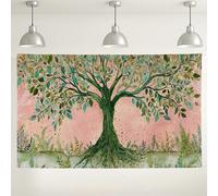Telón de fondo de árbol de la vida, arte decorativo inspirado en la naturaleza, fondo de bosque de hojas verdes para eventos de fotografía, decoración ecológica para interiores y exteriores, 71 x 43