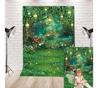 Telón de fondo de bosque encantado de 5 x 7 pies, fondo de cuento de hadas para fotografía, seta, mariposa, bosque de ensueño, país de las maravillas, pancarta de retrato de niña, decoración de fiesta
