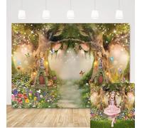 Telón de Fondo de Bosque Encantado para Fotografía Cuento de Hadas Jardín Flores Mariposa Fondo País de las Maravillas Mágico Telón de Fondo Niños Cumpleaños Baby Shower Suministros de Fiesta Cabina