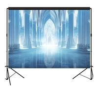 Telón de fondo de castillo de hielo, pancarta grande para decoración de mesa de postre, fondo de fotografía, cabina de fotos, 2,1 x 1,5 m