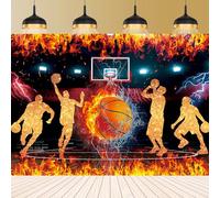 Telón de fondo de fotografía temática de baloncesto de 10 x 8 pies, Star Slam Dunk, fondo deportivo para niños, baloncesto, feliz cumpleaños, suministros de decoración