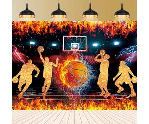 Telón de fondo de fotografía temática de baloncesto de 10 x 8 pies, Star Slam Dunk, fondo deportivo para niños, baloncesto, feliz cumpleaños, suministros de decoración