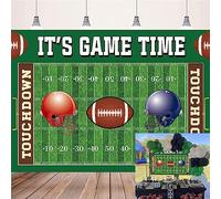 Telón de fondo de fútbol It's Game Time Party Backdground Football Birthday Banner Touchdown Football Party Decoraciones Boy Birthday Party telón de fondo de 8 x 6 pies