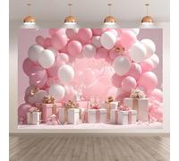 Telón de fondo de globo rosa de princesa, telón de fondo floral para fotografía, nubes, flores, fantasía, cuento de hadas, decoración de fiesta, pancarta para niñas recién nacidas, baby shower