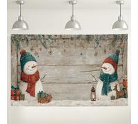 Telón de fondo de invierno con diseño de muñeco de nieve, decoración rústica de Navidad para fiestas de vacaciones, fondo de fotografía acogedor para interiores y exteriores para celebraciones de