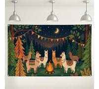 Telón de fondo de llama, decoración de fiesta de aventura en el bosque, fondo rústico colorido para eventos de fotografía, suministros de temporada de otoño para exteriores e interiores, 71 x 43