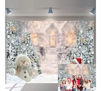 Telón de fondo de Navidad de invierno, árbol de Navidad, muñeco de nieve, copo de nieve, fondo de fotografía, decoración de fiesta de Año Nuevo, accesorios para fotos (8 x 6 pies)