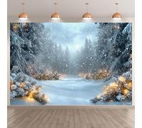 Telón de fondo de Navidad de invierno, fondo de fotografía, árbol de Navidad nevado, árbol de bosque de nieve para decoración de fiestas de vacaciones, accesorios de estudio de cabina de fotos (360 x