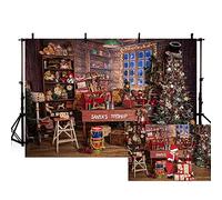 Telón de Fondo de Navidad de Papá Noel Toyshop de 2,1 x 1,5 m para casa de Madera rústica Vintage, casa de Noche, decoración del árbol de Navidad, Fondo de Retrato Interior, Estudio fotográfico