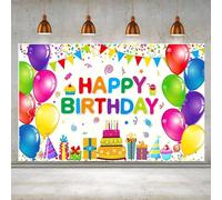 Telón de Fondo de Pancarta de Feliz cumpleaños para decoración de Fiesta de cumpleaños, Grande, 71 x 43 Pulgadas, telón de Fondo de Tela Colorida para niños y niñas