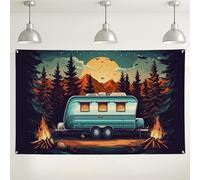 Telón de fondo de pared vintage para remolque, escena de naturaleza retro, decoración de camping, fondo rústico de fotografía de viaje para eventos al aire libre, aventura otoñal, 71 x 43 pulgadas