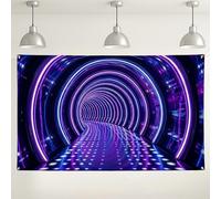 Telón de fondo de túnel de neón, decoración abstracta de luz violeta, fondo de fotos luminoso futurista para eventos, celebración nocturna en interiores y exteriores, 71 x 43 pulgadas