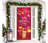Telón de Fondo Exterior de Fiesta de San Valentín Banner Colgante de San Valentín Funda de Puerta Happy Valentine's Day Tela Grande Decoración Colgante de Puerta para Hogar