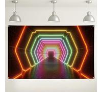 Telón de fondo hexagonal de neón, patrón luminoso LED vibrante para decoraciones de cabina de fotos, fondo moderno para fiestas en interiores y exteriores, suministros de eventos estéticos retro de 71