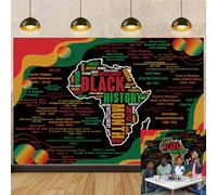 Telón de fondo negro del mes de la historia de 7 x 5 pies, fondo de fotografía para fiesta afroamericana para el hogar, suministros de decoración de póster del mes de la historia negra (84 x 60