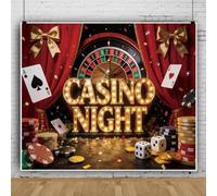Telón de fondo nocturno de casino de 10 x 8 pies, lujoso fondo de fotografía de Las Vegas rojo y dorado para decoraciones de cumpleaños de casino, suministros de fiesta, accesorios de fotos temáticas