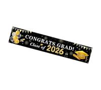 Telón de fondo para decoración de fiesta 2026, pancartas de poliéster con temática de oro negro de 200 x 40 cm para decoración de fotos, fondo de graduación de petróleo