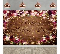 Telón de fondo para el día de la madre, flores de madera, fondo rojo para fotografía del día de la madre, para decoración de fiesta del día de la madre (8 x 6 pies)