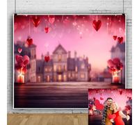 Telón de fondo para el día de San Valentín de 10 x 8 pies, castillo rojo, decoración de San Valentín para fiesta, fotografía, fondo de fotos para el día de Galentine, boda, despedida de soltera,