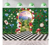 Telón de Fondo para fotografía del país de Las Maravillas de 7 x 5 pies, decoración de Fiesta de té, Castillo de Cuento de Hadas, Conejo, Hoja Verde, Fondo de cumpleaños para niños, Baby Shower