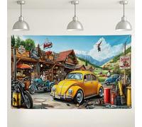 Telón de fondo vintage para taller de reparación de automóviles, fondo de fotografía de escena de garaje clásico, decoración rústica para interiores y exteriores para eventos, suministros de fiesta de