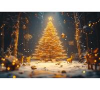 Telón Fondo Navideño para Fotografía y Decoración | Telones de Navidad con Múltiples Diseños y Tamaños para Transformar tu Hogar o Negocio en un Escenario Mágico (Árbol Navidad Noche, 150 x 100 cm)